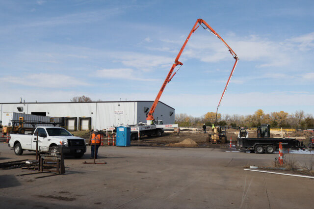 Pouring foundation concrete. 